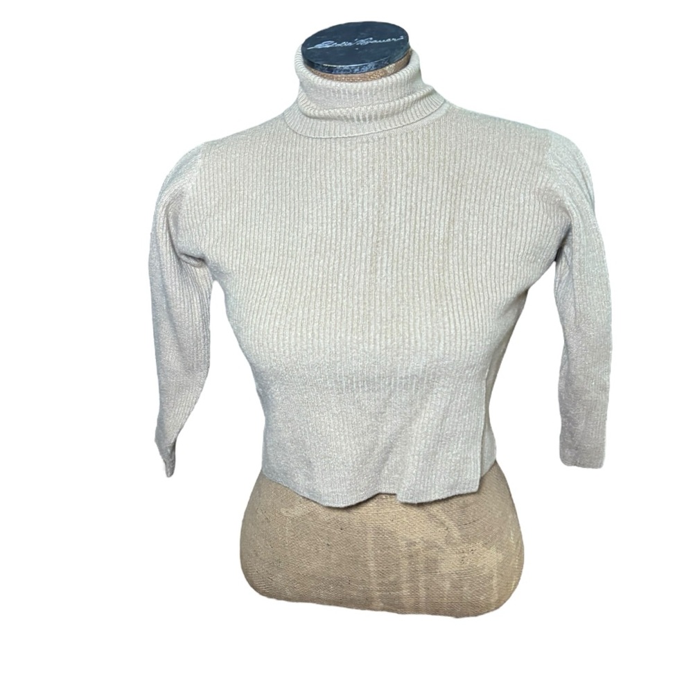 Lord & Taylor Elegant Brown Wool Turtleneck Cropped Sweater Size M